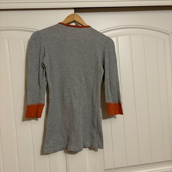 Texas Longhorns Shirt Women's Large Gray Waffle Knit Burnt Orange Trim Touch Tag - Picture 3 of 3